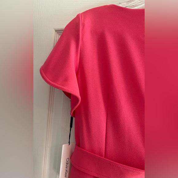 NWT Calvin Klein Womens Size 8 Pink Coral Wide Legged Flutter Sleeve Jumpsuit - Picture 3 of 4